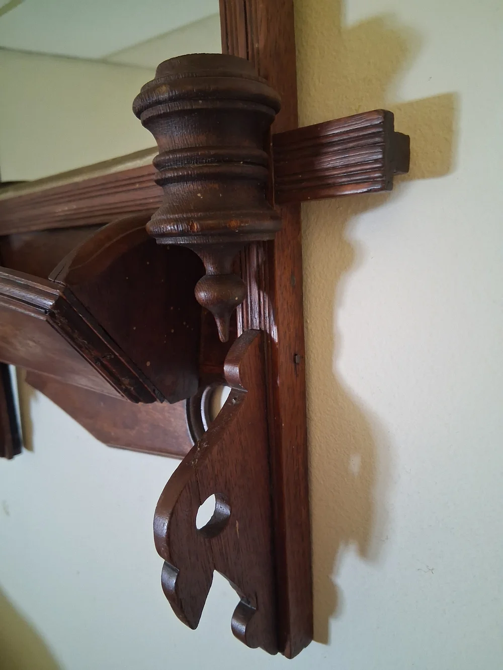 Antique Wooden Shaving Mirror - Brown